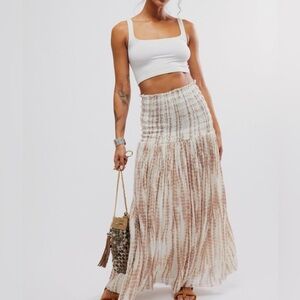 Neutral Tie-Dye Maxi Skirt Set